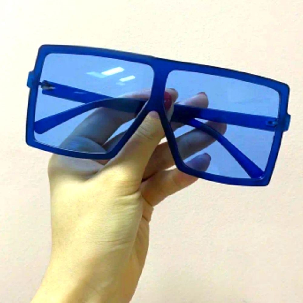 Unisex blue Oversized shield framed sunglasses